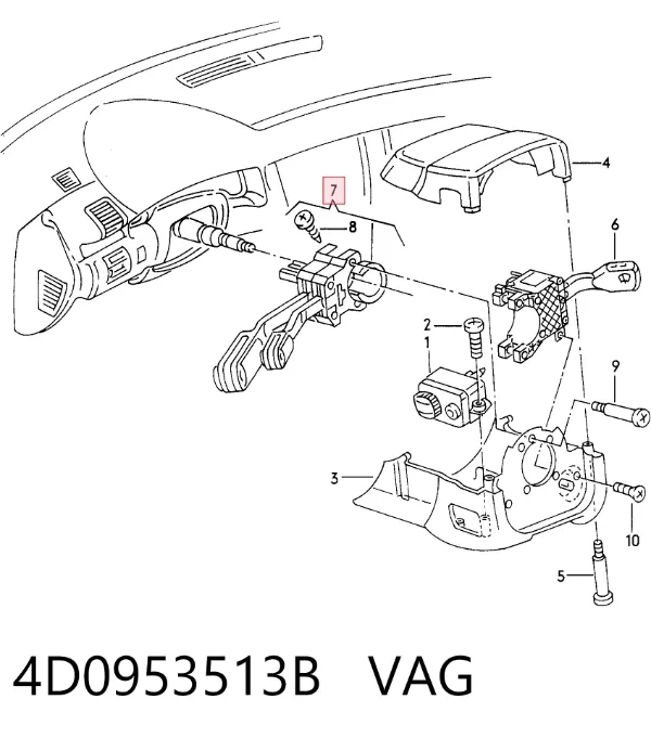Перемикач підрульовий, лівий 4D0953513B VAG