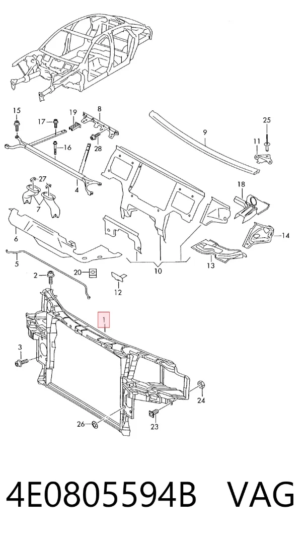 Рамка радіатора 4E0805594B VAG