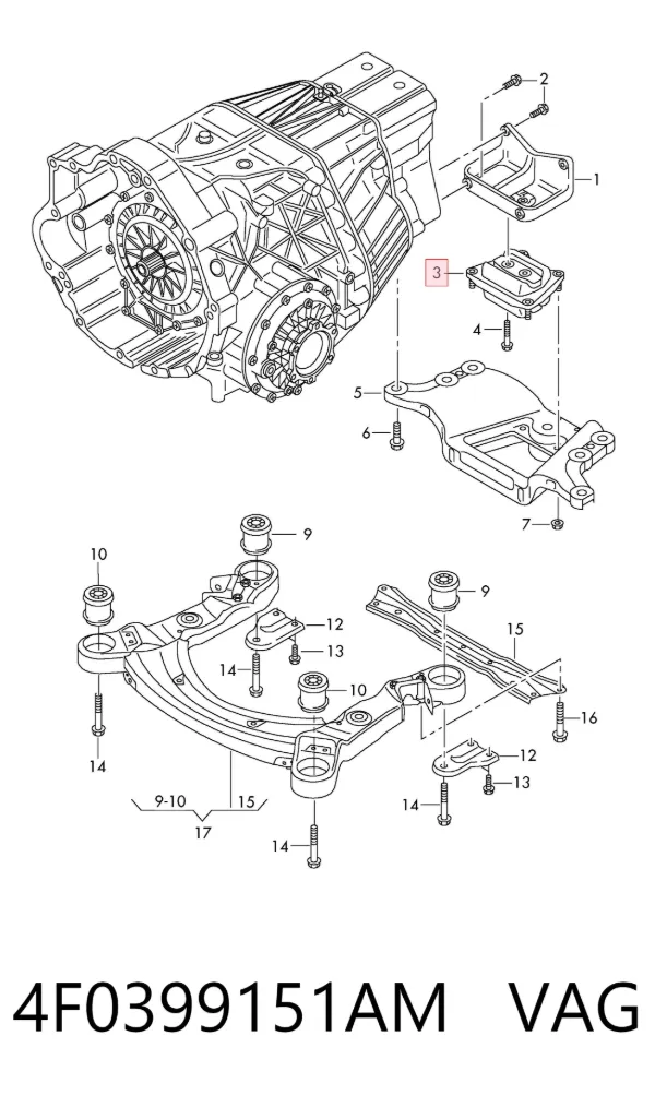 Подушка коробки передач 4F0399151AM VAG