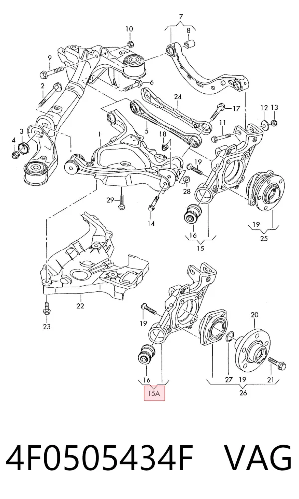 Цапфа - поворотний кулак задній, правий 4F0505434F VAG