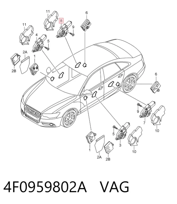 Двигун стеклопод'емника двері задньої, правої 4F0959802A VAG