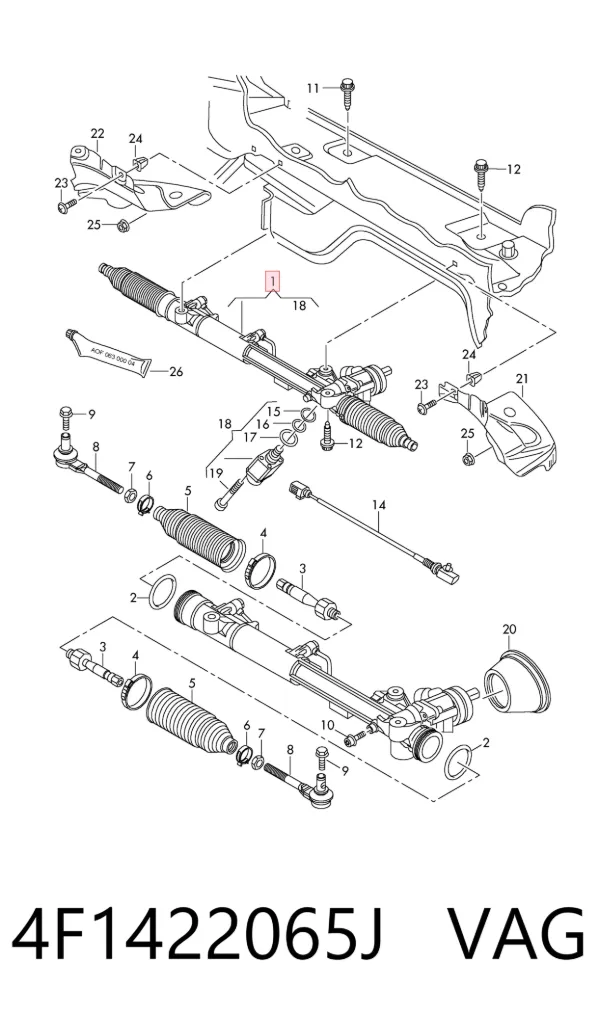 Рульова рейка 4F1422065J VAG