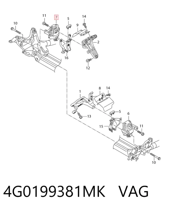 Подушка (опора) двигуна, права 4G0199381MK VAG