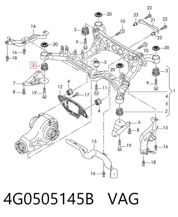 Сайлентблок задньої балки 4G0505145B VAG