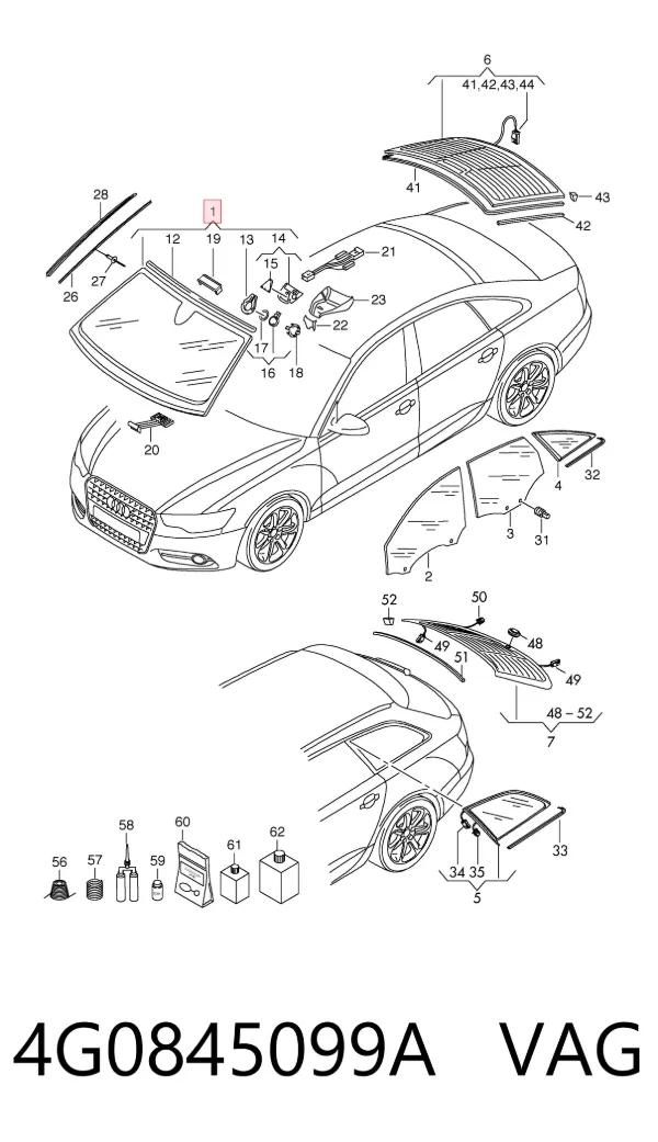Лобове скло 4G0845099A VAG
