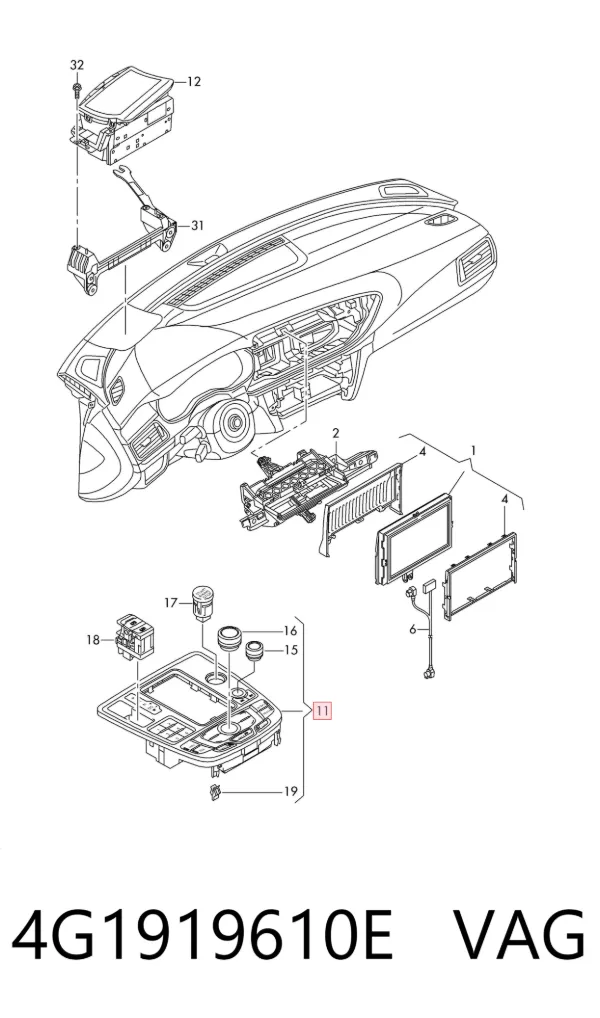 Блок кнопок центральної консолі 4G1919610E VAG
