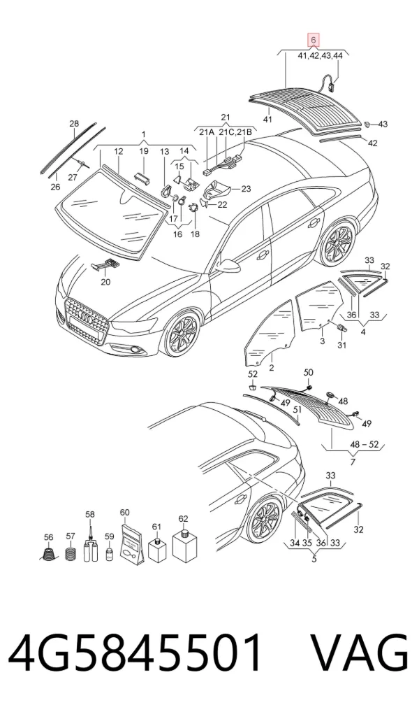 Заднє скло 4G5845501 VAG