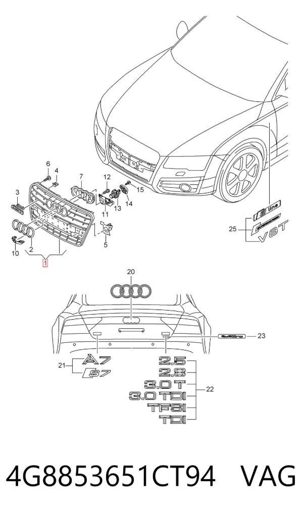 Решітка радіатора Audi A7 Sportback