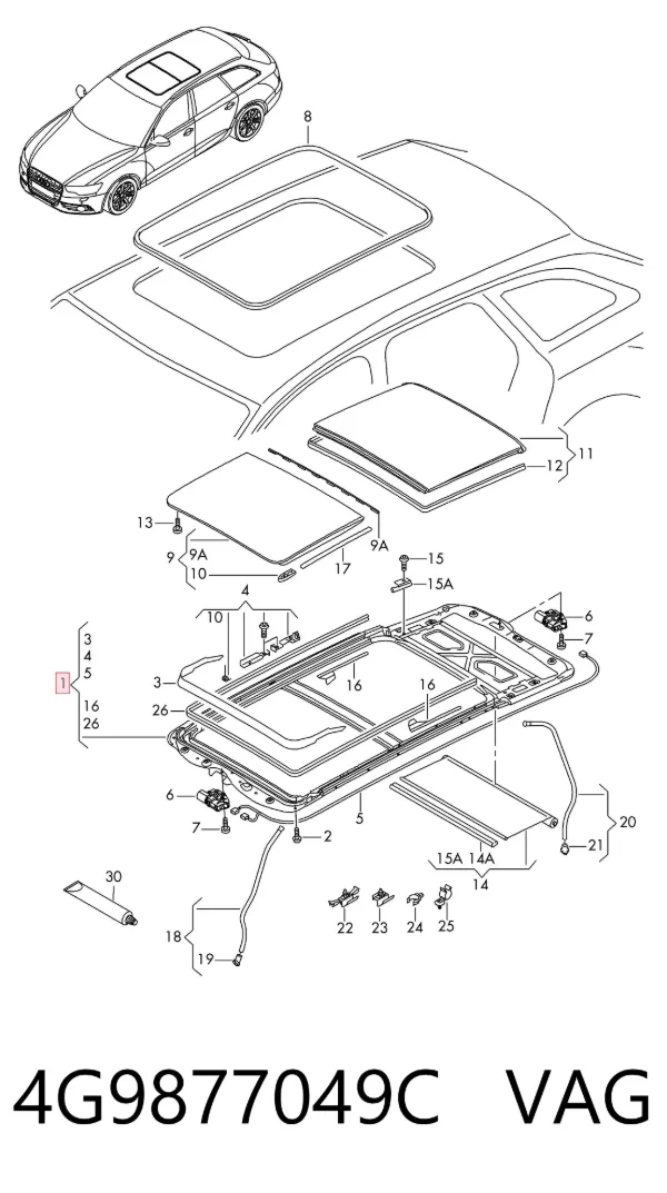Панель люка 4G9877049C VAG
