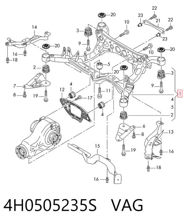 Балка задня 4H0505235S VAG