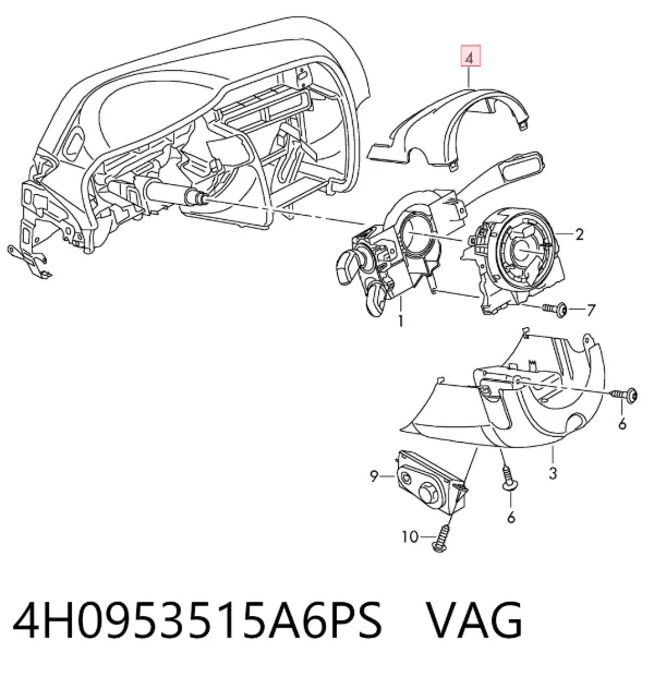 Накладка рульової колонки 4H0953515A6PS VAG