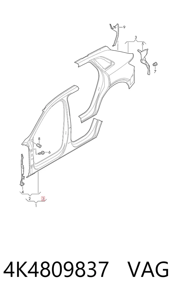 Крило заднє ліве 4K4809837 VAG