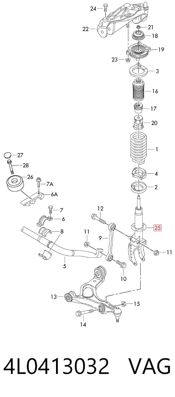 Амортизатор передній, правий 4L0413032 VAG