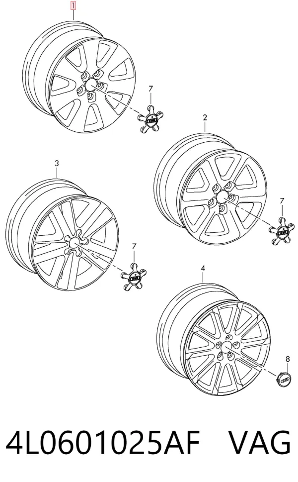 Диски колісні литі (легкосплавні, титанові) 4L0601025AF VAG