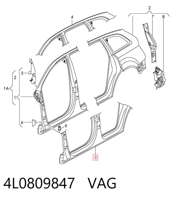 Поріг зовнішній лівий 4L0809847 VAG