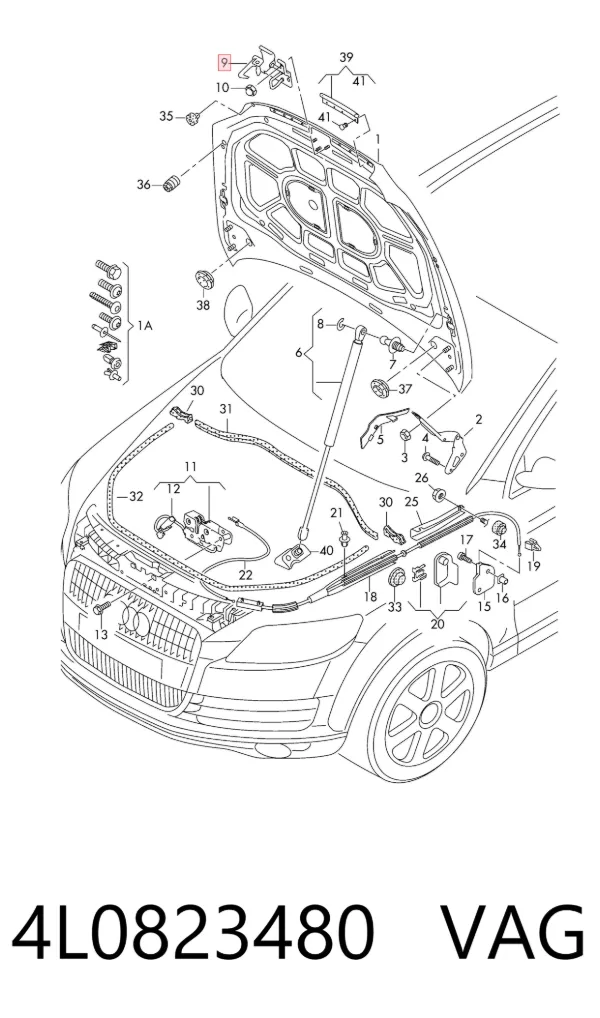 Стояк-гак замка капота 4L0823480 VAG