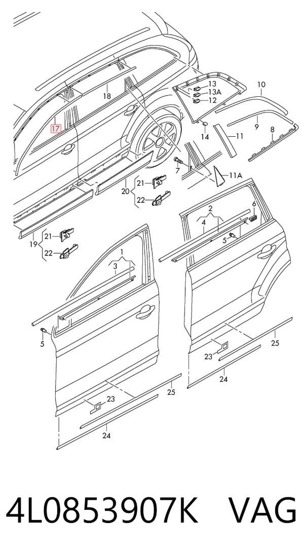 Накладка передньої лівої двері 4L0853907K VAG