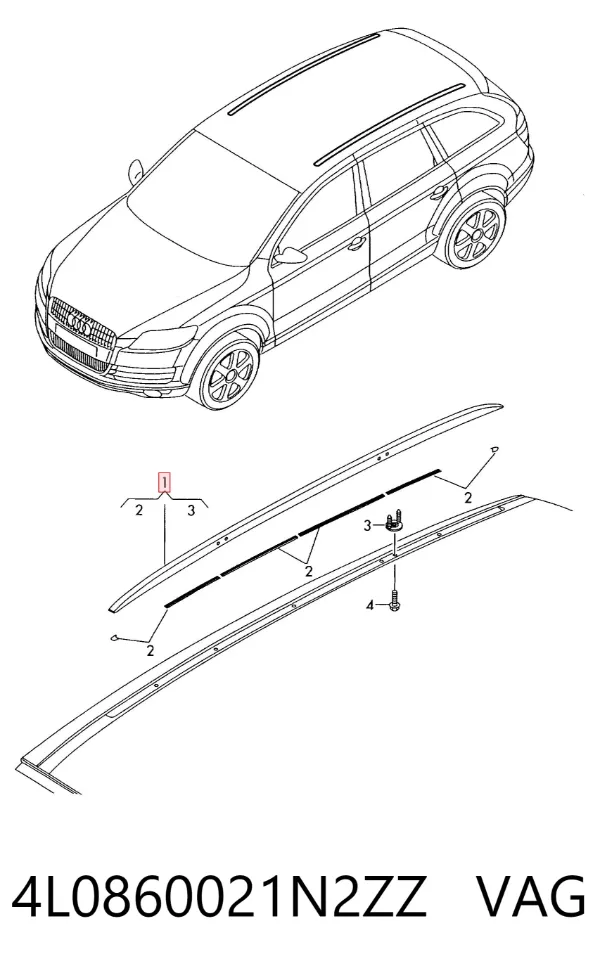 Рейлінг даху лівий 4L0860021N2ZZ VAG