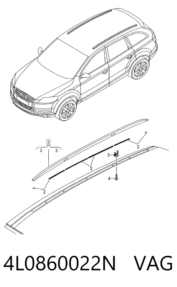 Рейлінг даху правий 4L0860022N VAG