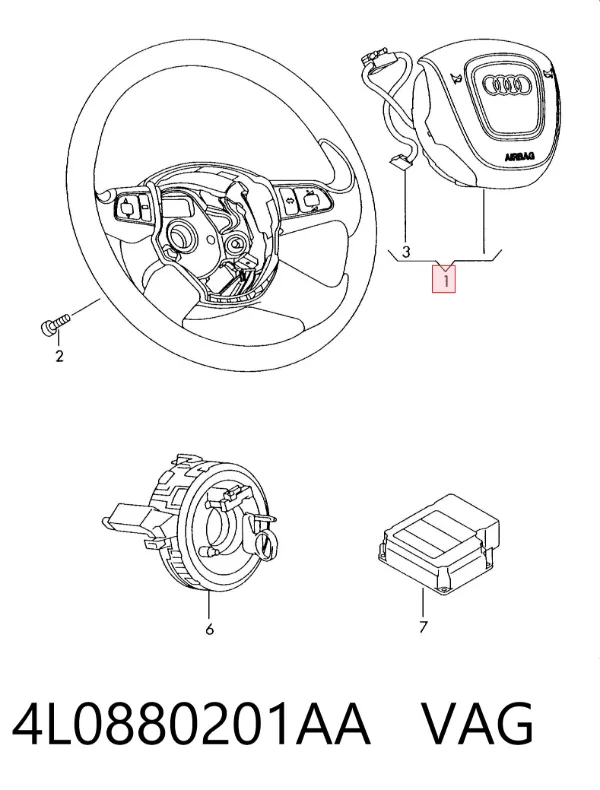 Подушка безпеки, водійська, AIRBAG 4L0880201AA VAG