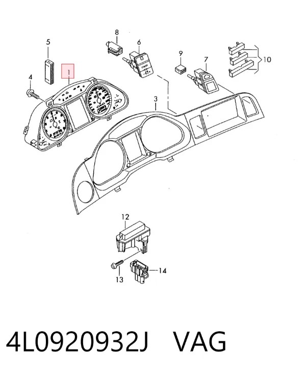 Приладова дошка-щиток приладів 4L0920932J VAG