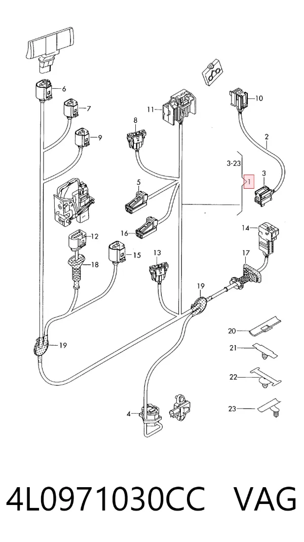 Джгут проводів передньої двері 4L0971030CC VAG