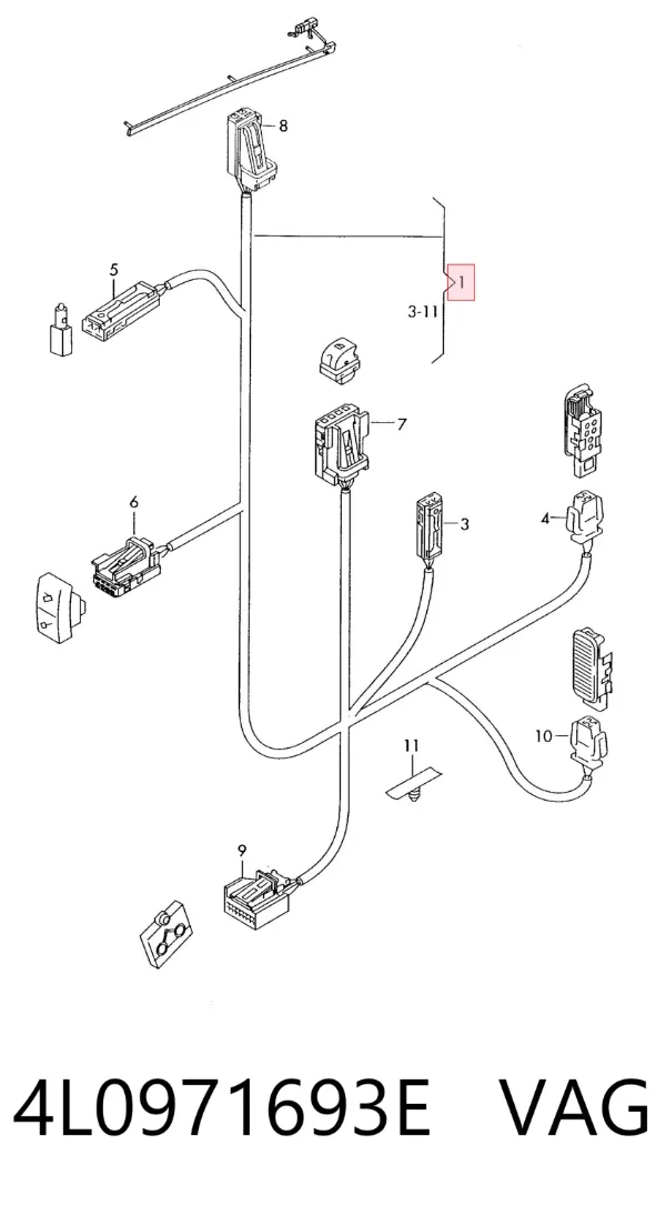Джгут проводів задніх дверей 4L0971693E VAG