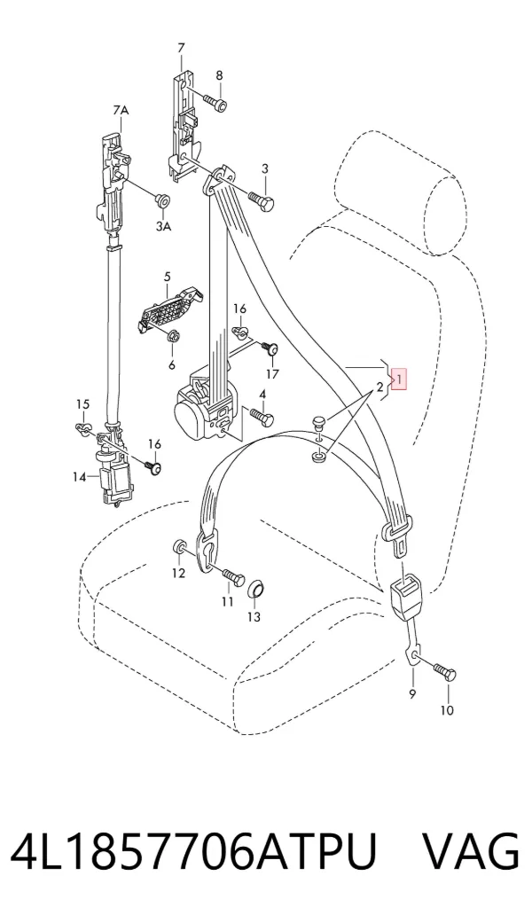 Пасок безпеки передній правий 4L1857706ATPU VAG