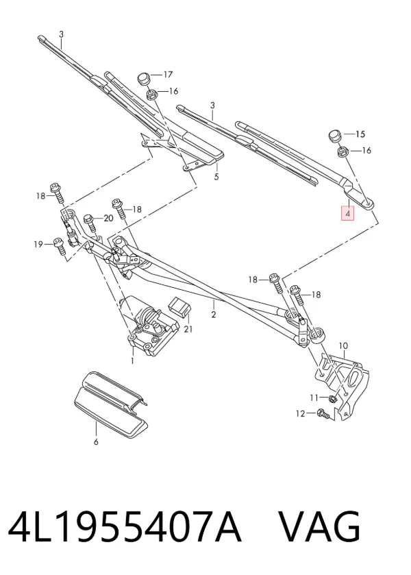 Важіль склоочисника 4L1955407A VAG
