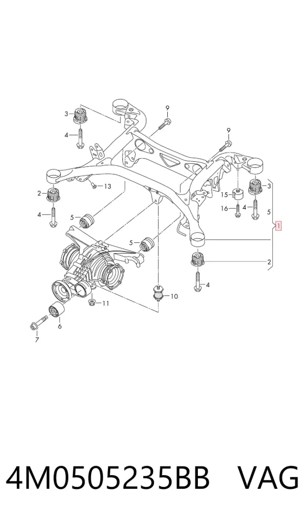 Балка задня 4M0505235BB VAG
