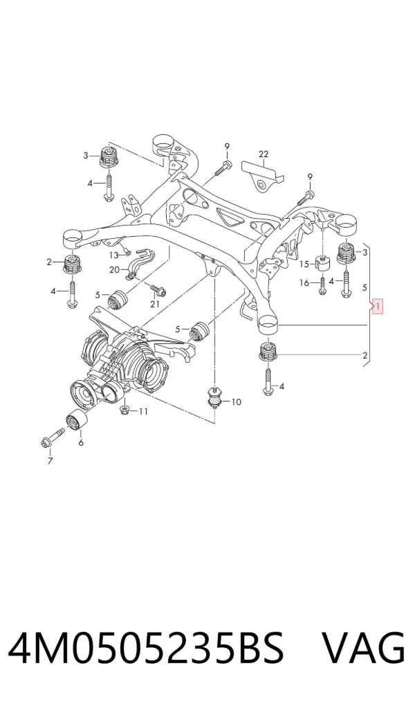 Балка задня 4M0505235BS VAG