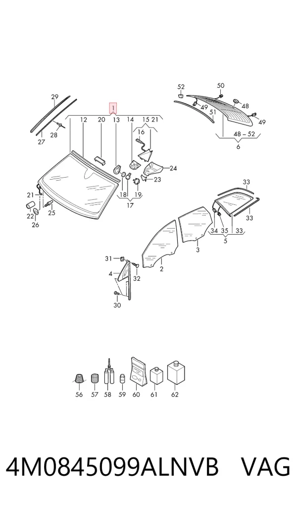 Лобове скло 4M0845099ALNVB VAG
