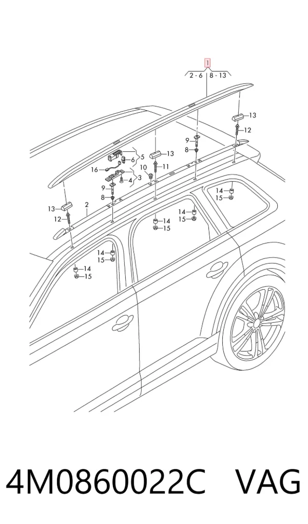 Рейлінг даху правий 4M0860022C VAG