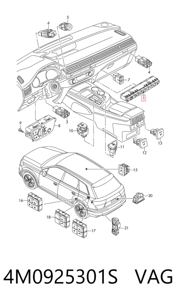 Блок кнопок центральної консолі 4M0925301S VAG