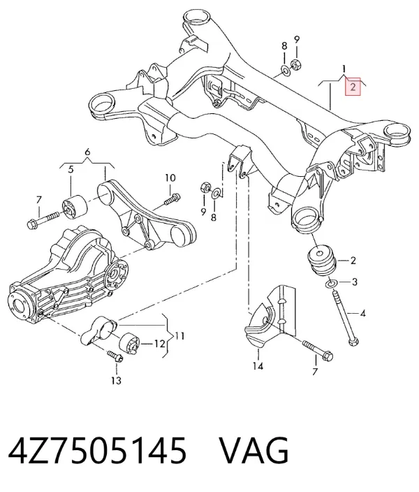 Сайлентблок задньої балки 4Z7505145 VAG