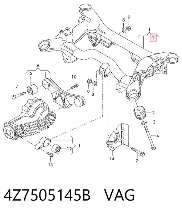 Сайлентблок задньої балки 4Z7505145B VAG