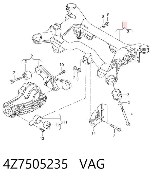Балка задня 4Z7505235 VAG