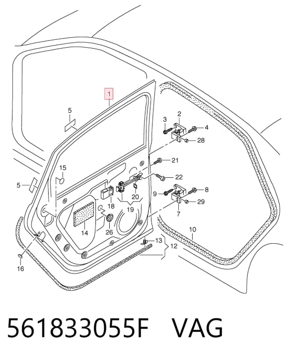 Двері задні, ліві 561833055F VAG