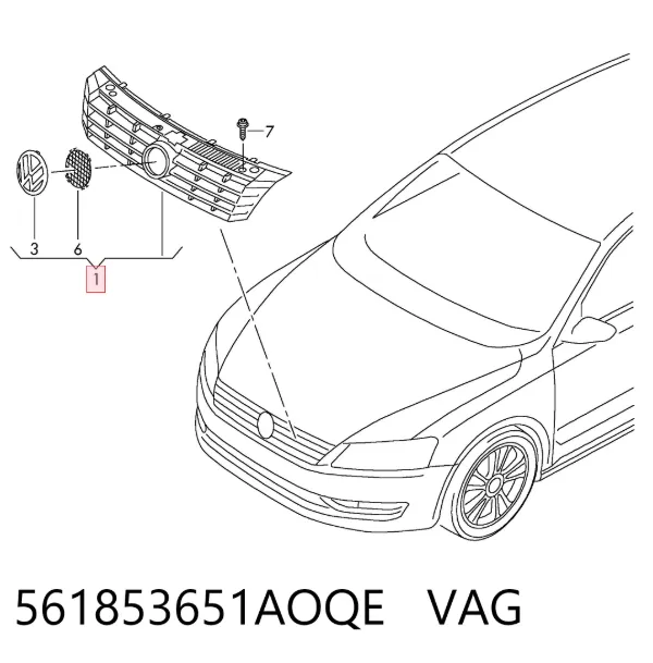 Решітка радіатора 561853651AOQE VAG