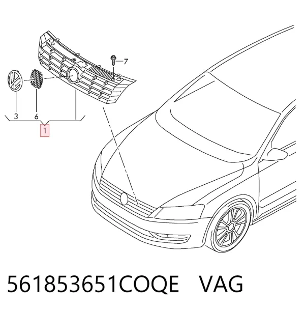 Решітка радіатора 561853651COQE VAG