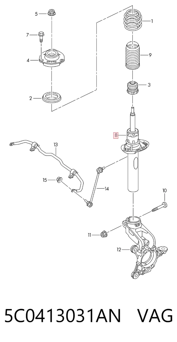 Амортизатор передній 5C0413031AN VAG