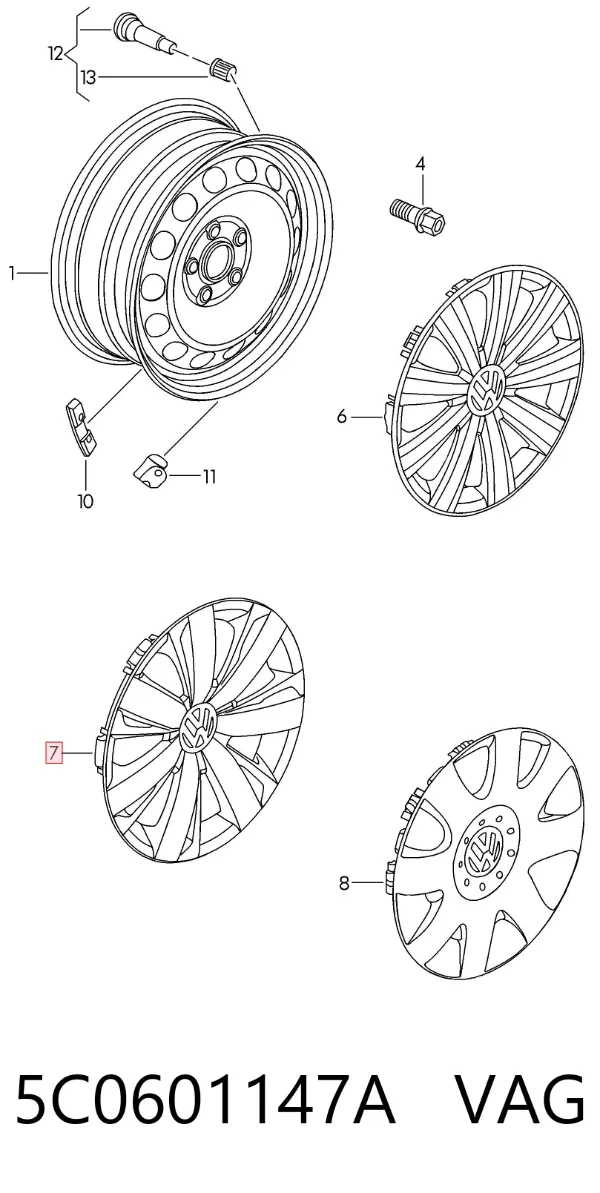Ковпаки 5C0601147A VAG