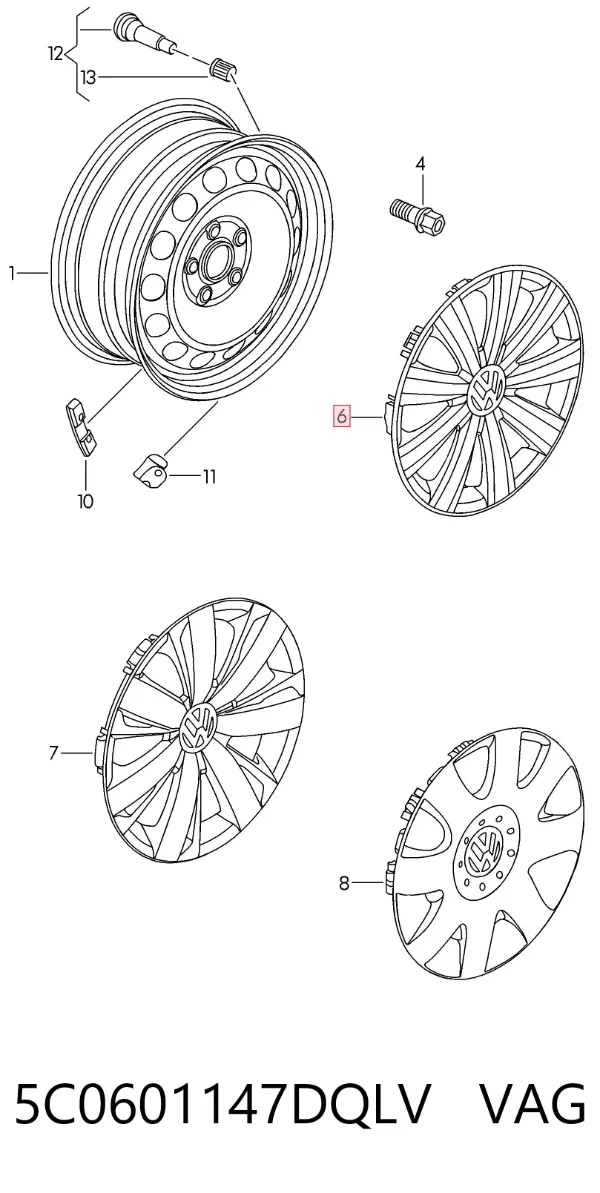 Ковпаки 5C0601147DQLV VAG