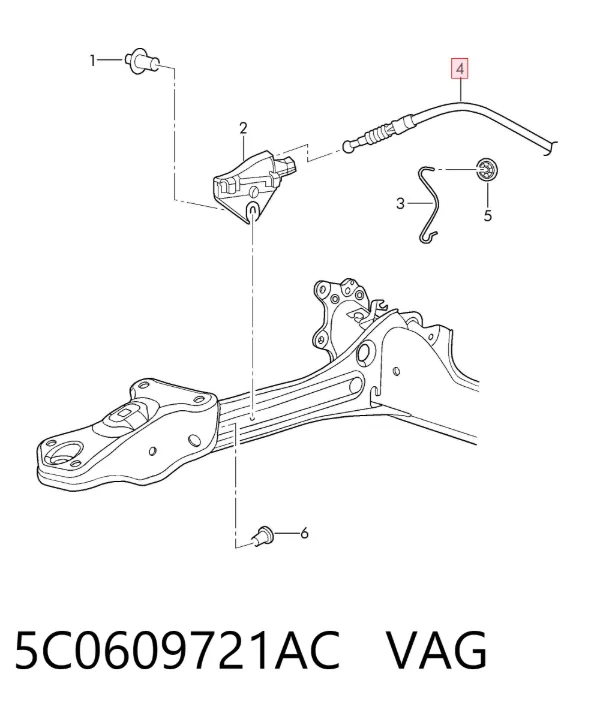 Трос ручного гальма задній, правий/лівий 5C0609721AC VAG