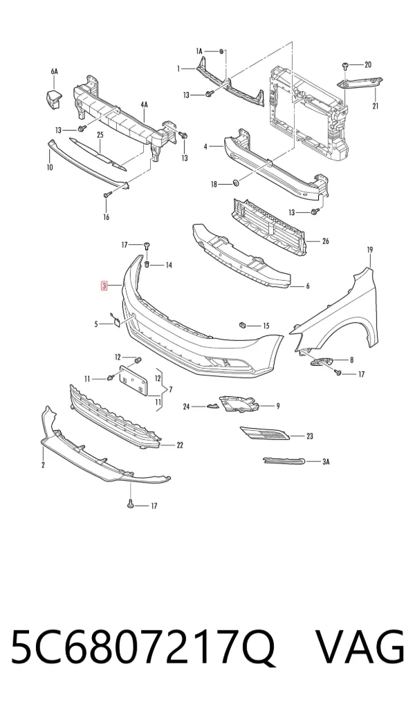 Передній бампер 5C6807217Q VAG