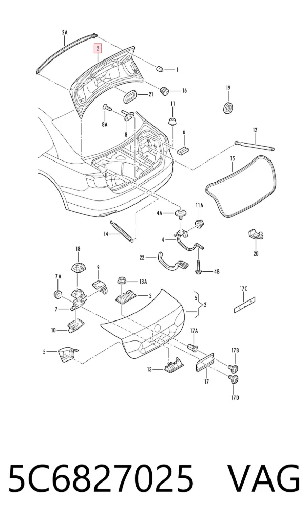 Кришка багажника 5C6827025 VAG