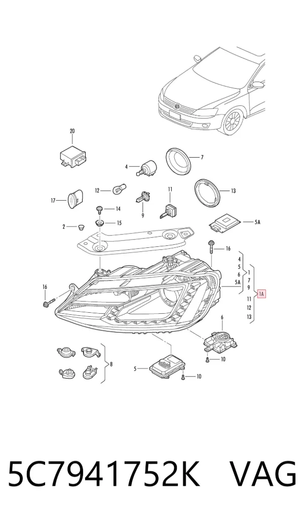 Фара права 5C7941752K VAG