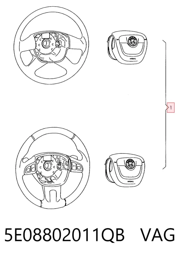 Подушка безпеки, водійська, AIRBAG 5E08802011QB VAG