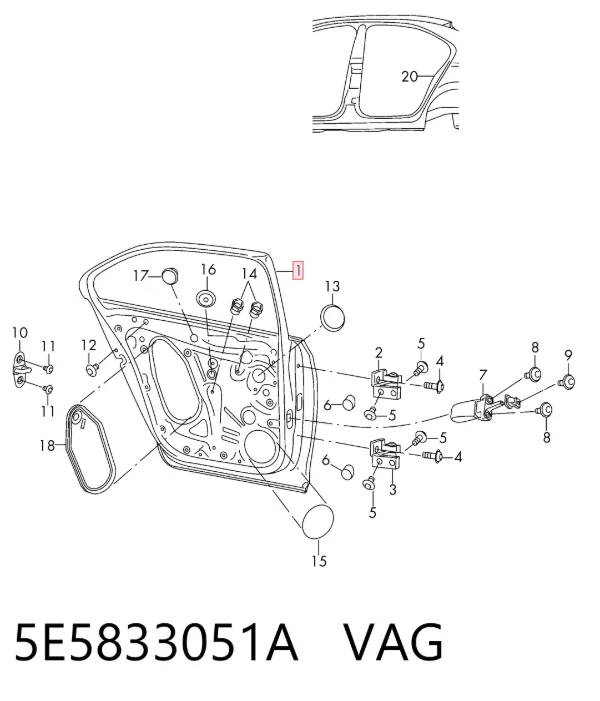 Двері задні, ліві 5E5833051A VAG