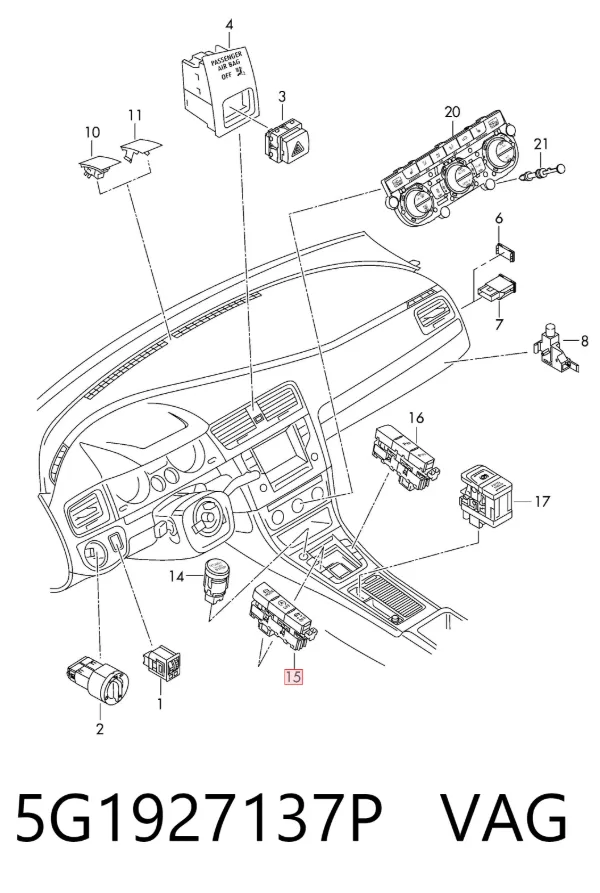 Блок кнопок центральної консолі 5G1927137P VAG